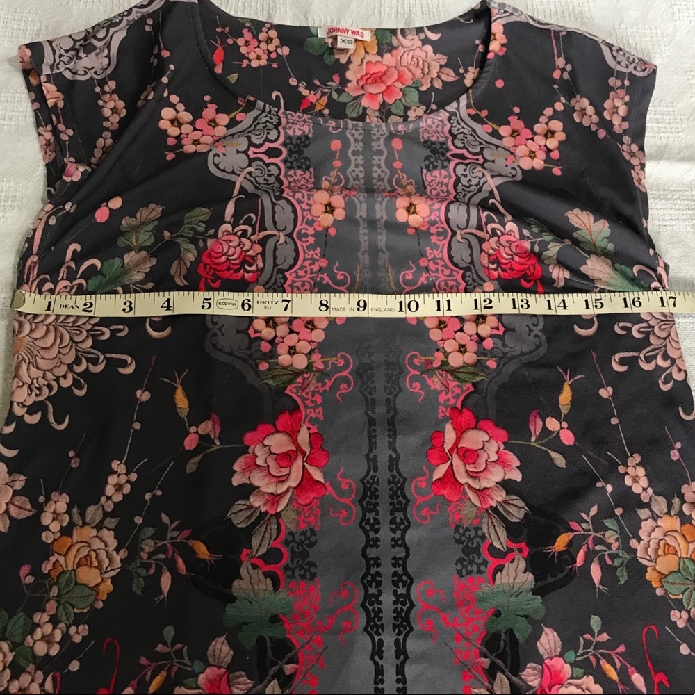 Johnny Was dress mini Anthro gray purple floral - Picture 5 of 10